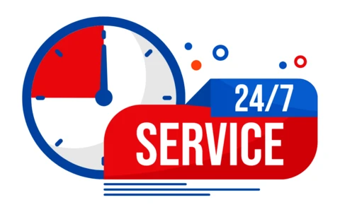 24/7 service stopwatch label ontwerpsjabloon