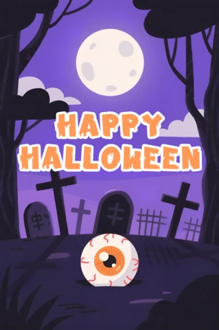 Spooky Halloween Design Template with Eyeball for Greeting Card