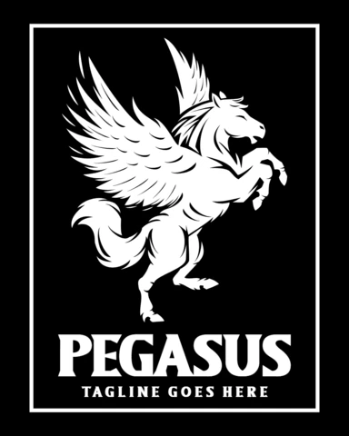 Güçlü pegasus logo tasarım şablonu