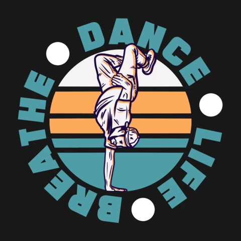Modèle de logo vintage "Dancing freestyle" (danse libre)