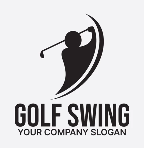 Golf Swing Logo Design Template Black