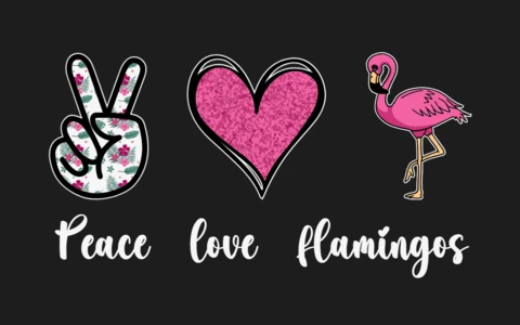 Plantilla de diseño de camiseta Peace love flamingos