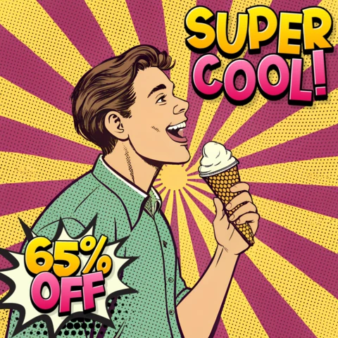 Modèle promotionnel de pop art pour la conception de vente de glace