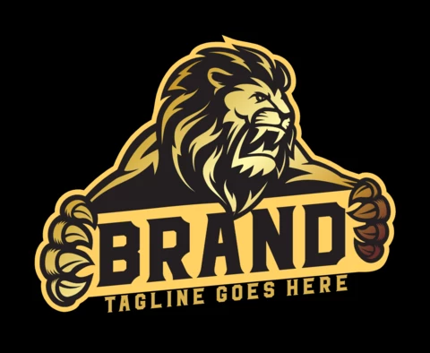 Modello di logo della mascotte del leone