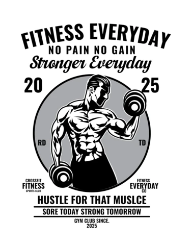 Fitness Everyday Gym Center T-shirt Design Template