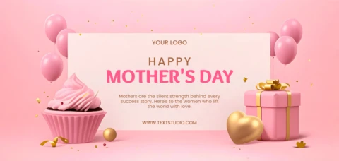 Modelo editável de comemoração do Dia das Mães com um design rosa doce