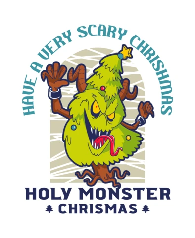 Holy Monster Christmas Poster Design Template