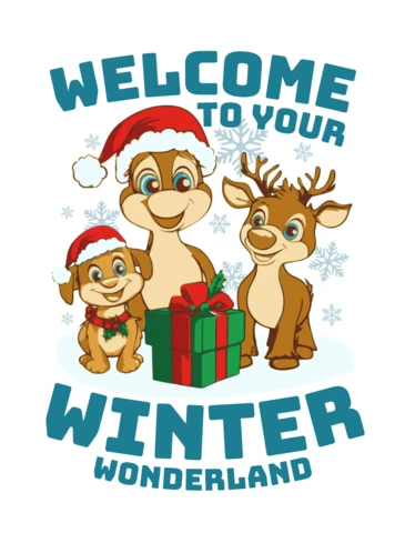 Winter Wonderland Design Template with Cute Animals for Holiday Greeting Cards
