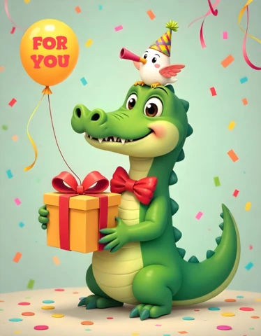 Festive Crocodile Birthday Party Invitation Template