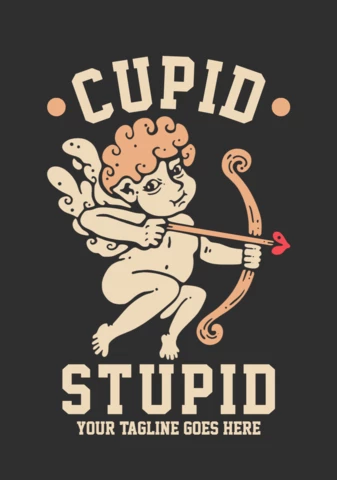 Cupid Holding Bow and Arrow T-shirt Design Template