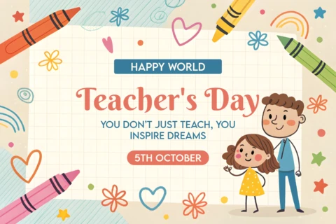 Whimsical Teacher's Day Design Template - Celebrate Educators with Fun Illustrations