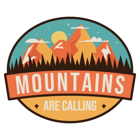 Mountains Are Calling Badge Template Design