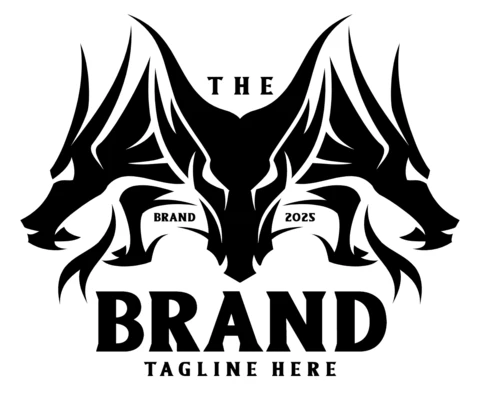 Modelo de design do logotipo do dragão Cerberus