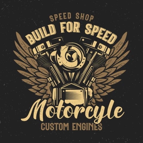 Motorcycle Engine T-Shirt Design Template