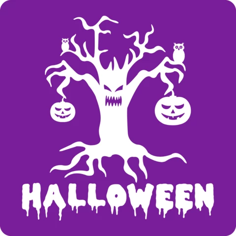 Happy Halloween Tree Poster Design Template