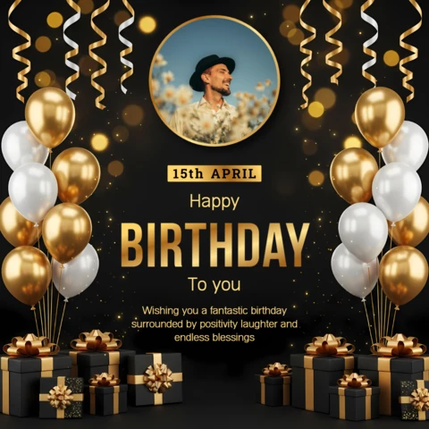 Festive Birthday Celebration Template with Balloons and Gifts Design for Invitations
