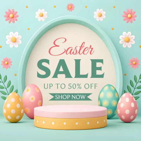 Easter Sale Design Template with Floral and Pastel Elements