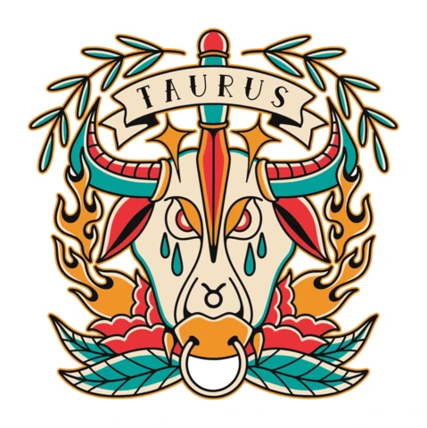 Vintage Taurus Tattoo Design Template for Custom Artwork