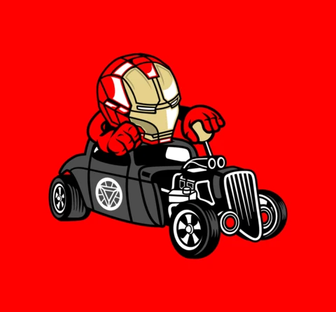 Modèle de t-shirt pour le personnage de dessin animé Iron man hotrod