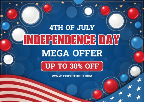 Independence Day Celebration Template with Red Blue White Bubbles Design
