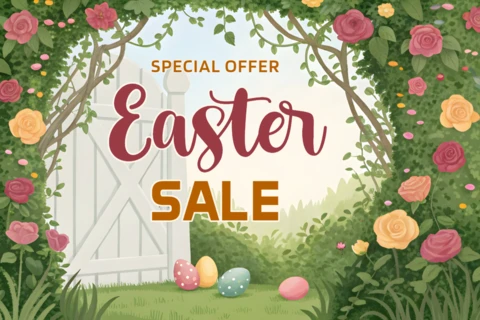 Spring Floral Easter Sale Design Template with Special Offer