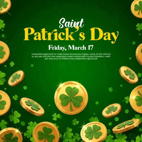 Saint Patrick's Day Social Media Post Template Green Festive Editable Design