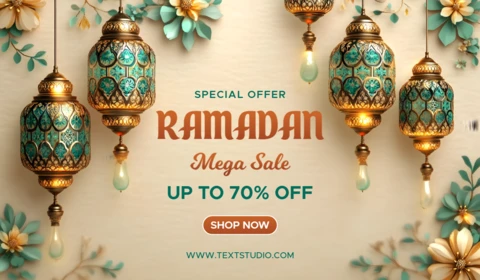 Elegant Ramadan Sale Template Design with Lanterns and Floral Accents