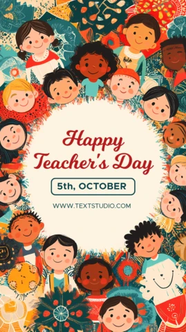 Colorful Cartoon Design Template for Happy Teacher's Day Celebration
