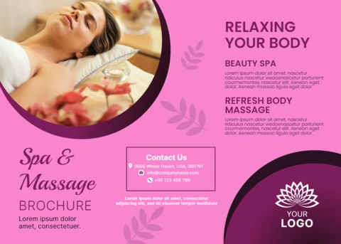 Elegant Spa and Massage Brochure Template with Relaxing Floral Design