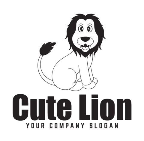 Modello di progettazione del logo del leone carino