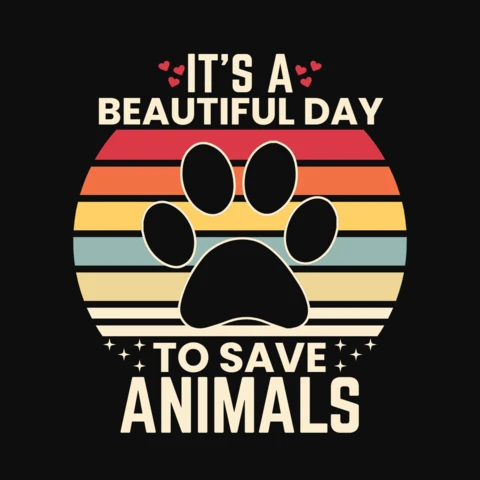 Vegan Quote And Paws Vintage T-Shirt Design Template