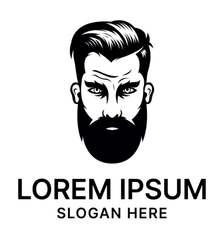 Modèle de conception de logo homme barbe en colère