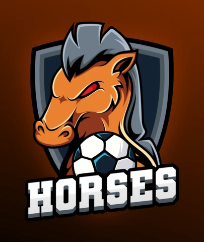 Angry Horses Animal Sport Mascot Team Badge