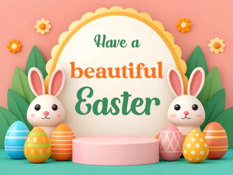 3D Easter Bunny Design Template for Festive Celebrations