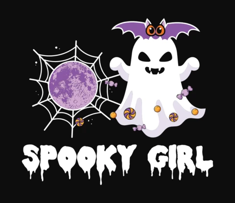 Spooky Girl Cute Boo Halloween T-Shirt Design Template