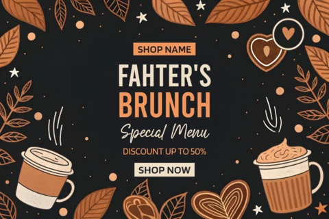 Chic Coffee Brunch Menu Design Template with Artistic Illustrations