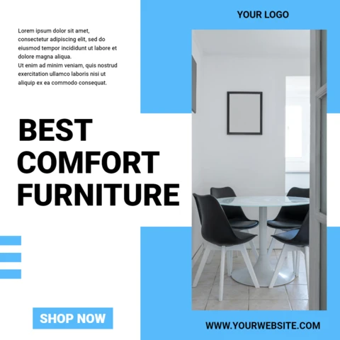 Blue Geometric Collage Social Media Commercial Post Design Template