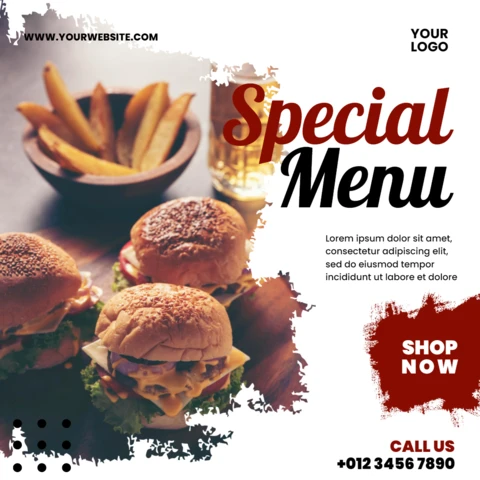 Plantilla de diseño de publicación promocional impactante con textura blanca