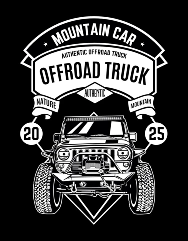 Mountain Car Retro T-shirt Design Template