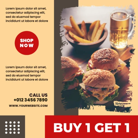 Striking Visual Restaurant Ad Instagram Post Design Template