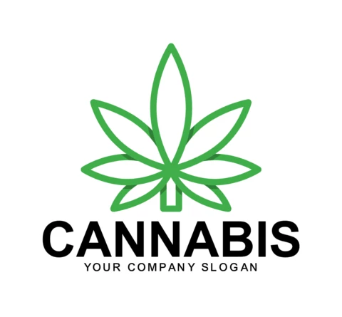 Green Cannabis Leaf Logo Design Template