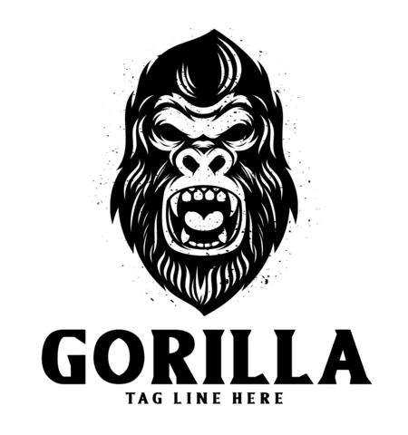 Grunge Gorilla Logo Design Template