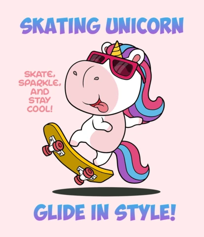 Playful Skating Unicorn Design Template: Glide in Style! Poster
