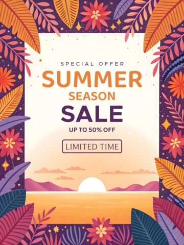 Vibrant Summer Season Sale Design Template – Limited Time Offer