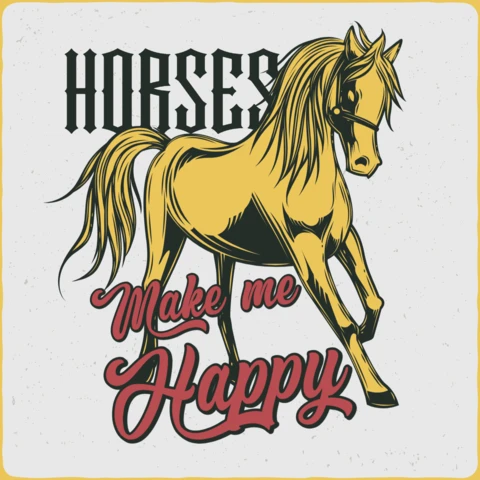 Horses Make Me Happy T-Shirt Design Template