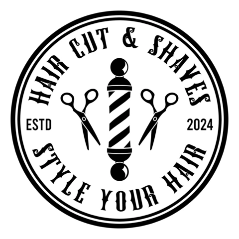 Modelo de design de logotipo de barbearia para corte de cabelo e barba