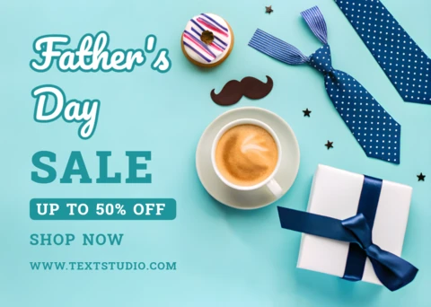 Father's Day Gift and Breakfast Design for Wishes Card Template