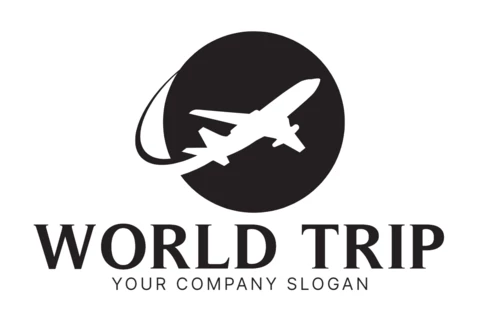 Plantilla de diseño de logotipo de viaje mundial negro