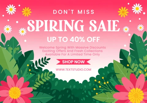 Plantilla promocional de venta de primavera con diseño floral para volantes llamativos