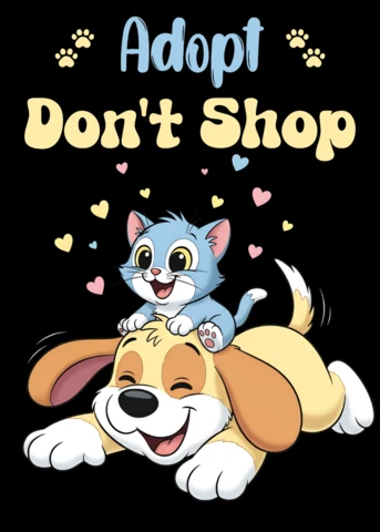 Playful Pet Adoption Design Template for T-Shirt with Cartoon Animals